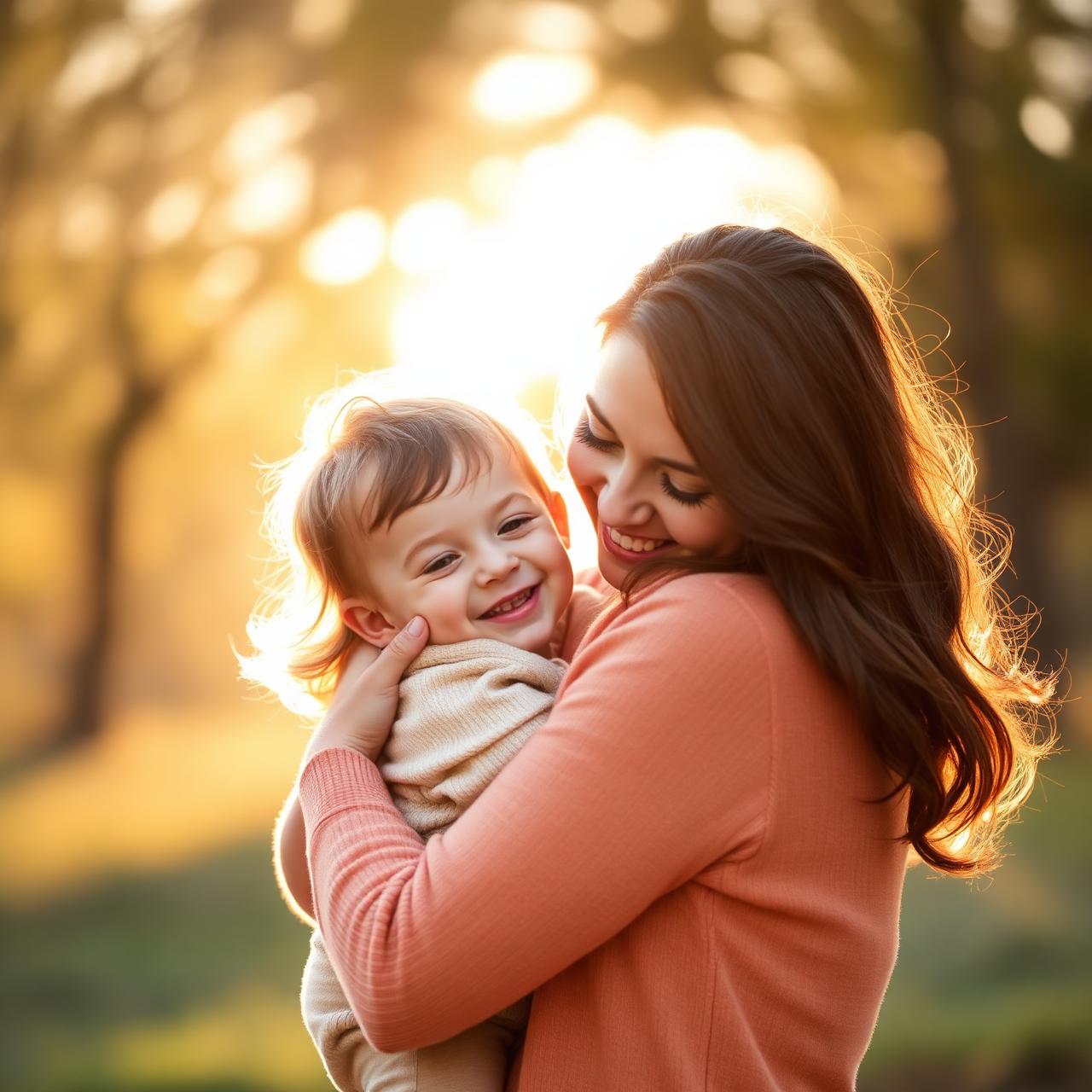 Parent and child smiling together